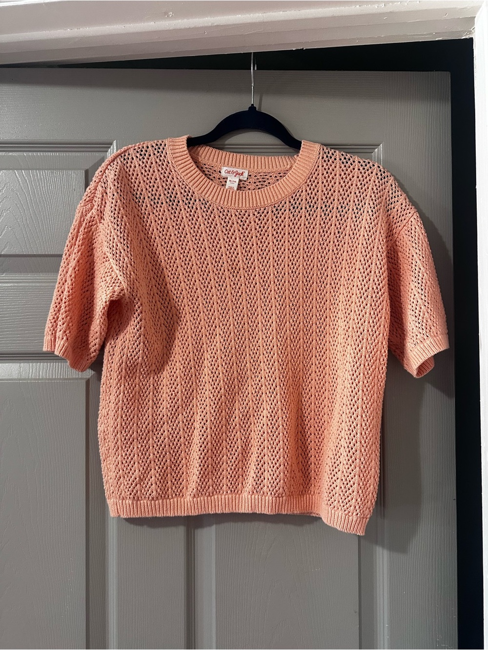 Cat & Jack Peach Openwork Knit Short-Sleeve Top